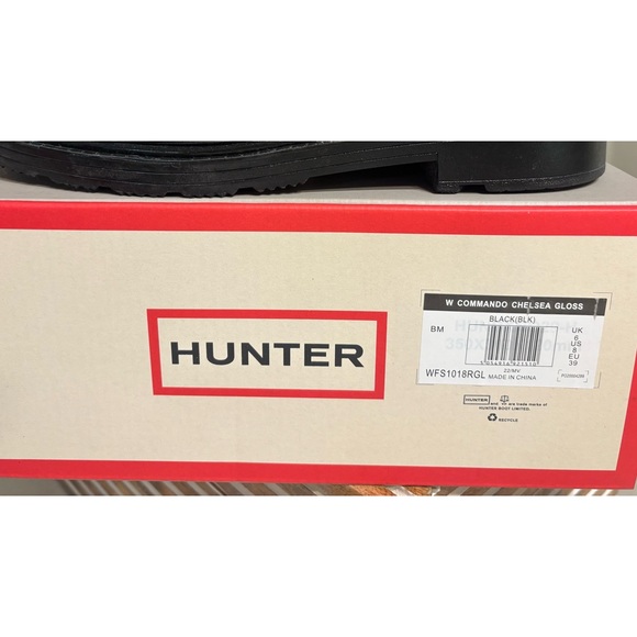 Hunter Commando Chelsea glossy black size 8m - Picture 4 of 4